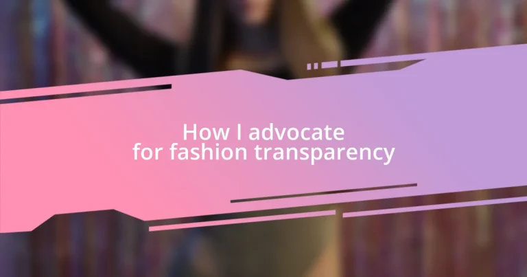 How I advocate for fashion transparency