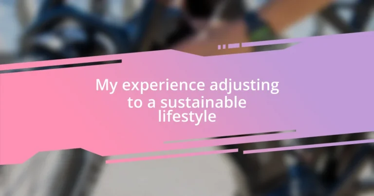 My experience adjusting to a sustainable lifestyle